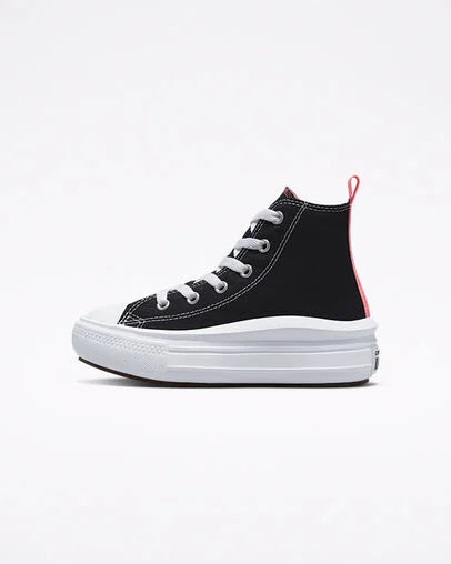 Converse Kids Chuck Taylor All Star Move Color Pop Platform, Black/Pink Salt/White