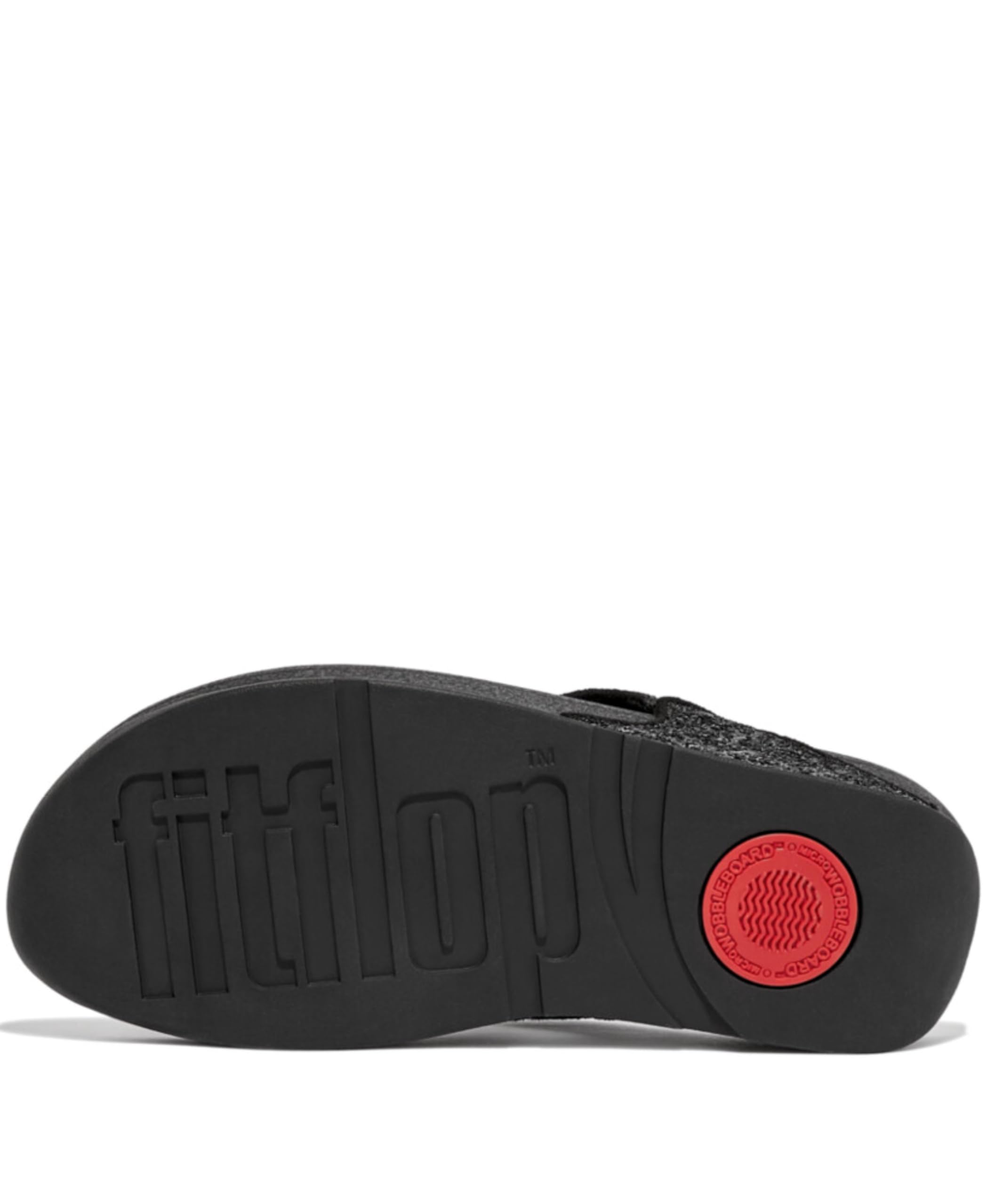 FitFlop Women's LULU Glitter Toe-Post Sandal, Black Glitter