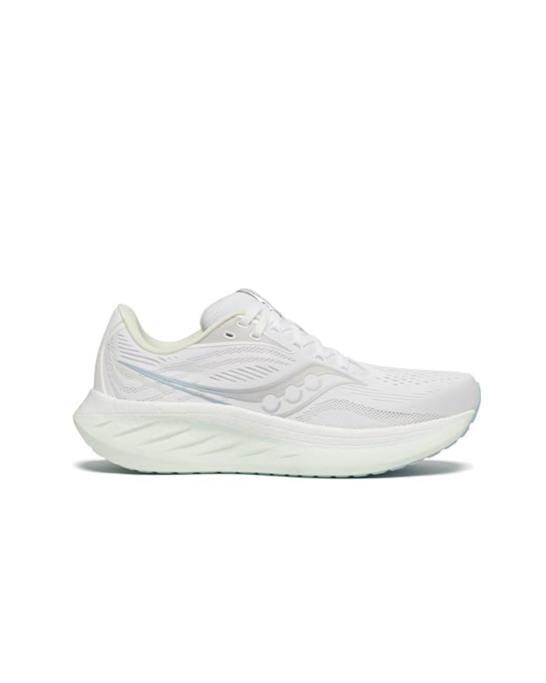 Saucony Women's Ride 18 Sneaker, White/Lettuce, 6.5