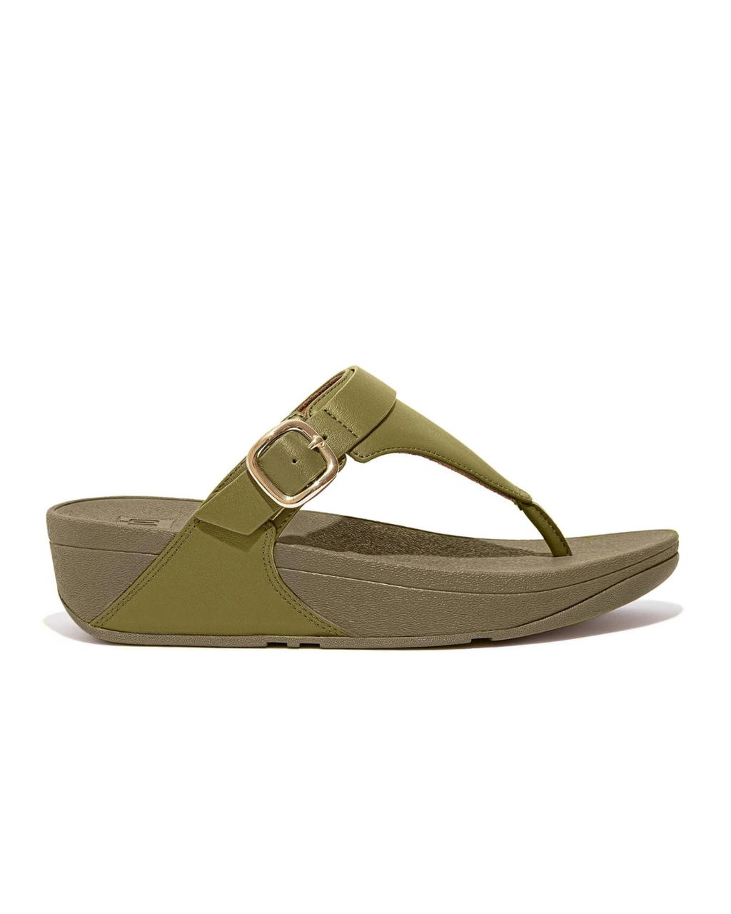 Fitflop Women’s Lulu Adjustable Leather Toe-Post Sandals Camo-Green