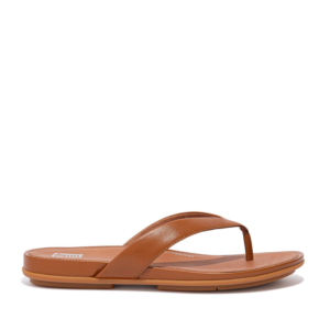FitFlop Gracie Light Tan leather toe-post flip-flop side profile