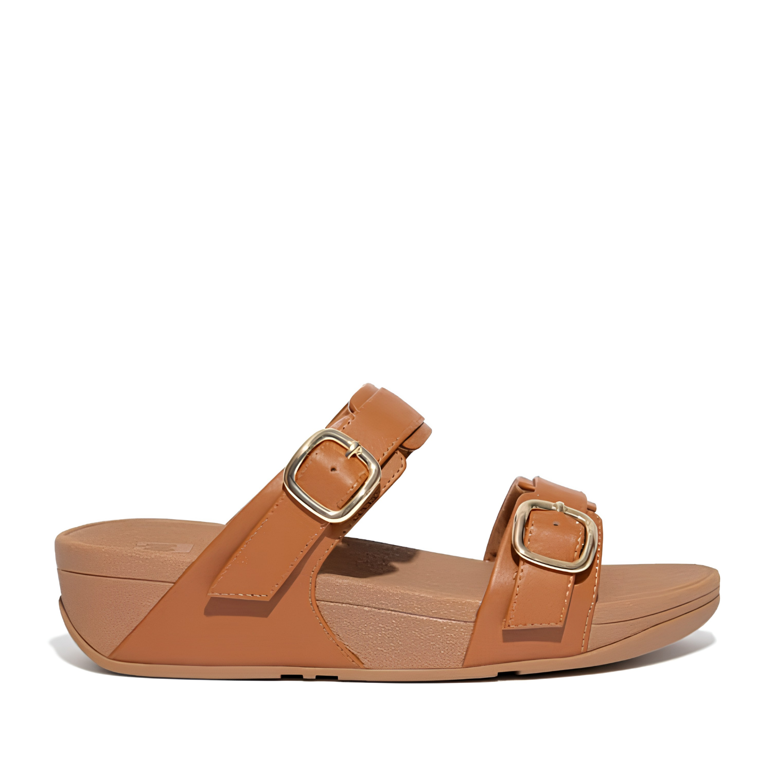 FitFlop Lulu Adjustable Leather Slide Sandal Light Tan side view