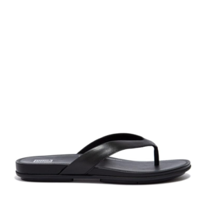 FitFlop Gracie Leather Flip-Flops All Black side view