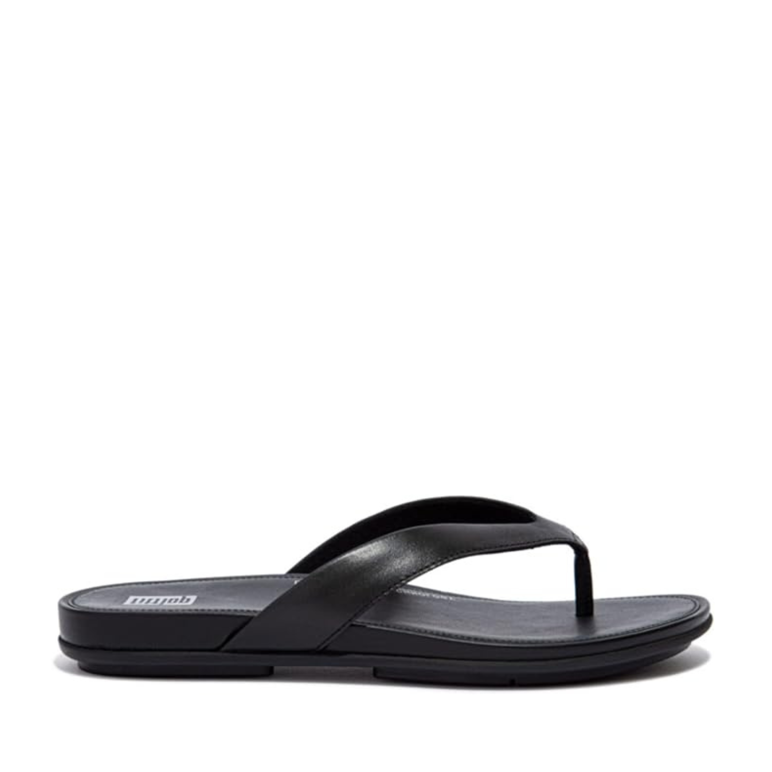 FitFlop Gracie Leather Flip-Flops All Black side view