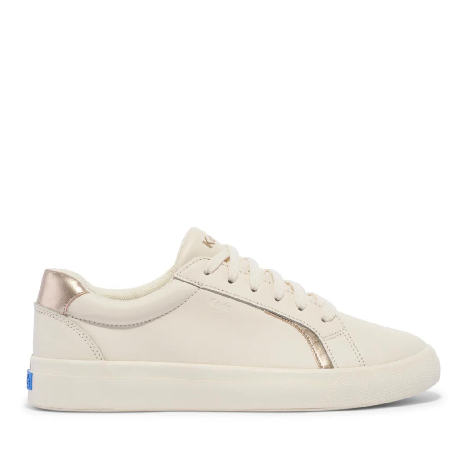 Keds Pursuit Leather Lace-Up Sneaker Egret Champagne lateral view